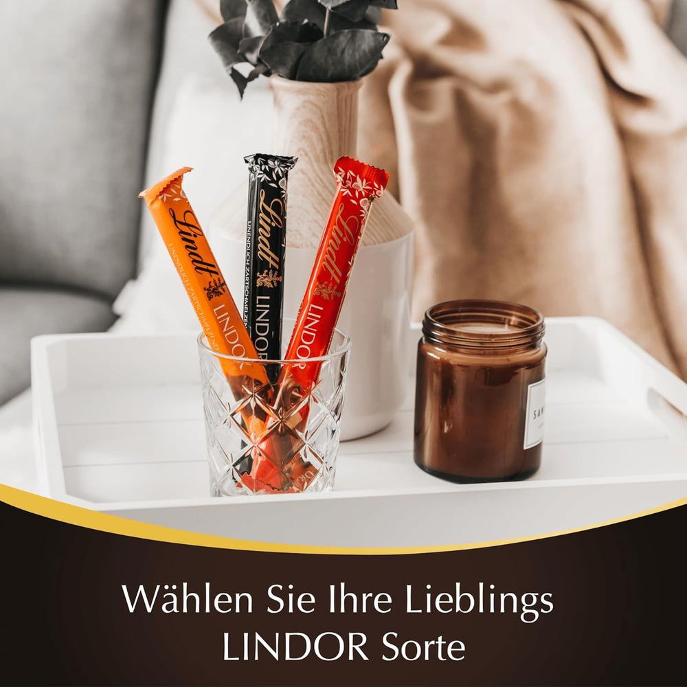 Chocolate Lindt | Sticks LINDOR 60% Cacao | 100g | 4 tabletas de chocolate con chocolate negro 60% cacao y relleno derretido en la boca | Barra de chocolate