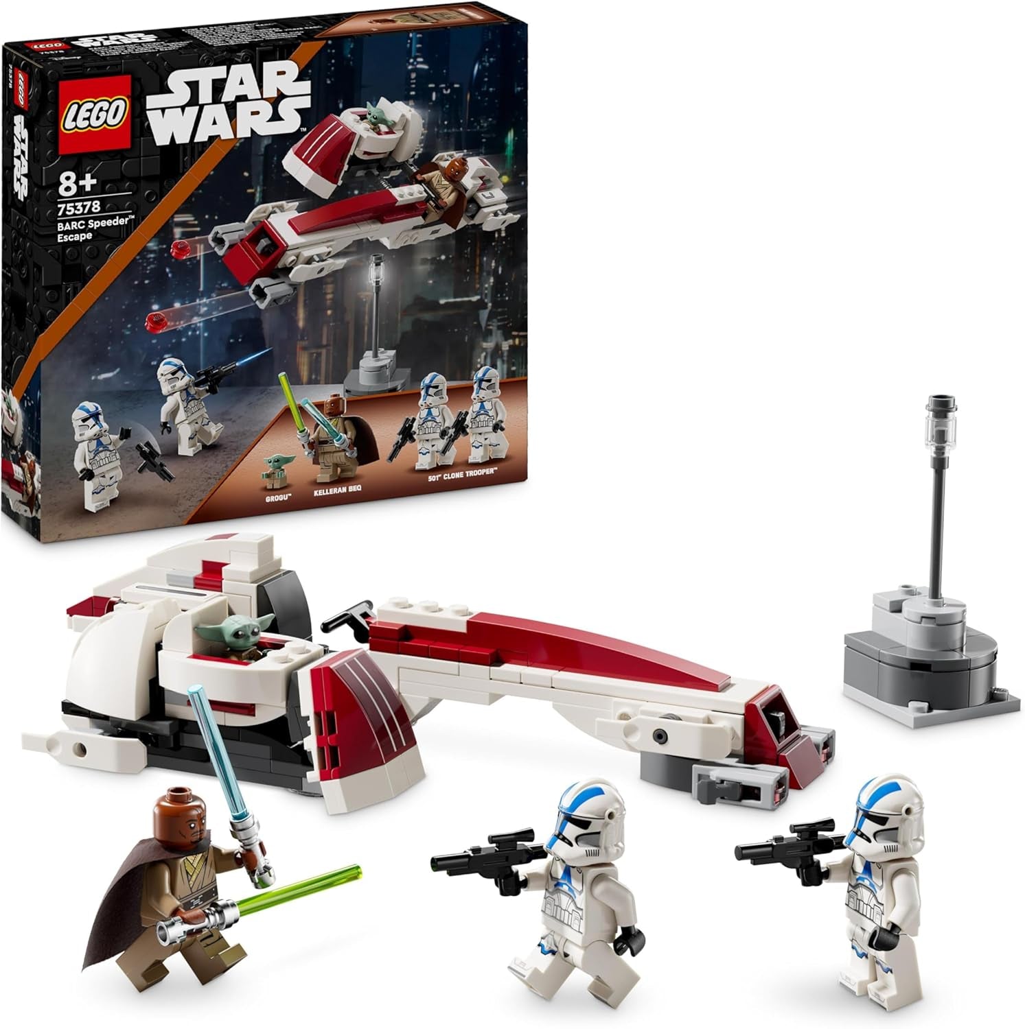 LEGO Star Wars Escape Con El BARC Speeder, Set Mandaloriano, Bicicleta De Juguete Con Sidecar, Incluye Las Figuras Kelleran Beq Y Grogu, Regalo Para Niños Y Niñas A Partir De 8 Años 75378 Juegos De Construcción Besuche den LEGO-Store Toy Brick
