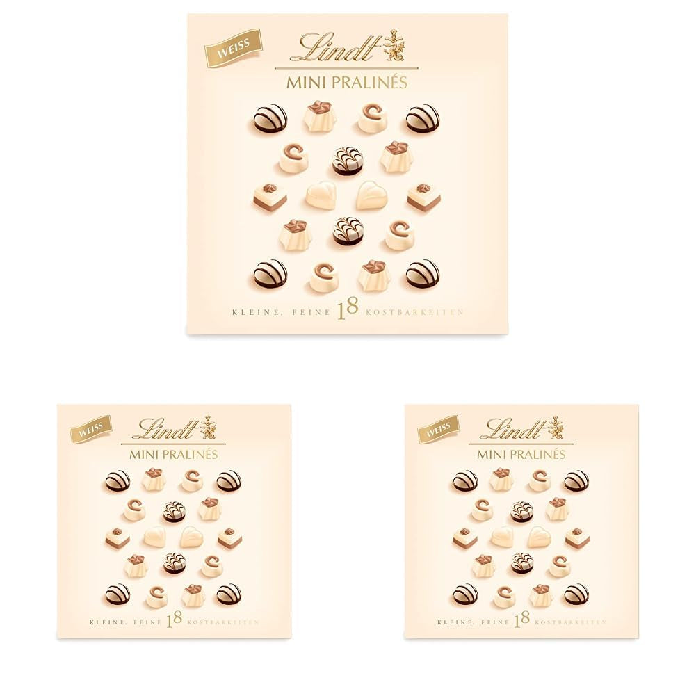 Chocolate - Mini Bombones Blancos | 90 gramos | Caja con 18 bombones en 6 deliciosos surtidos | Regalo de chocolate | Regalo de chocolate (paquete de 3)