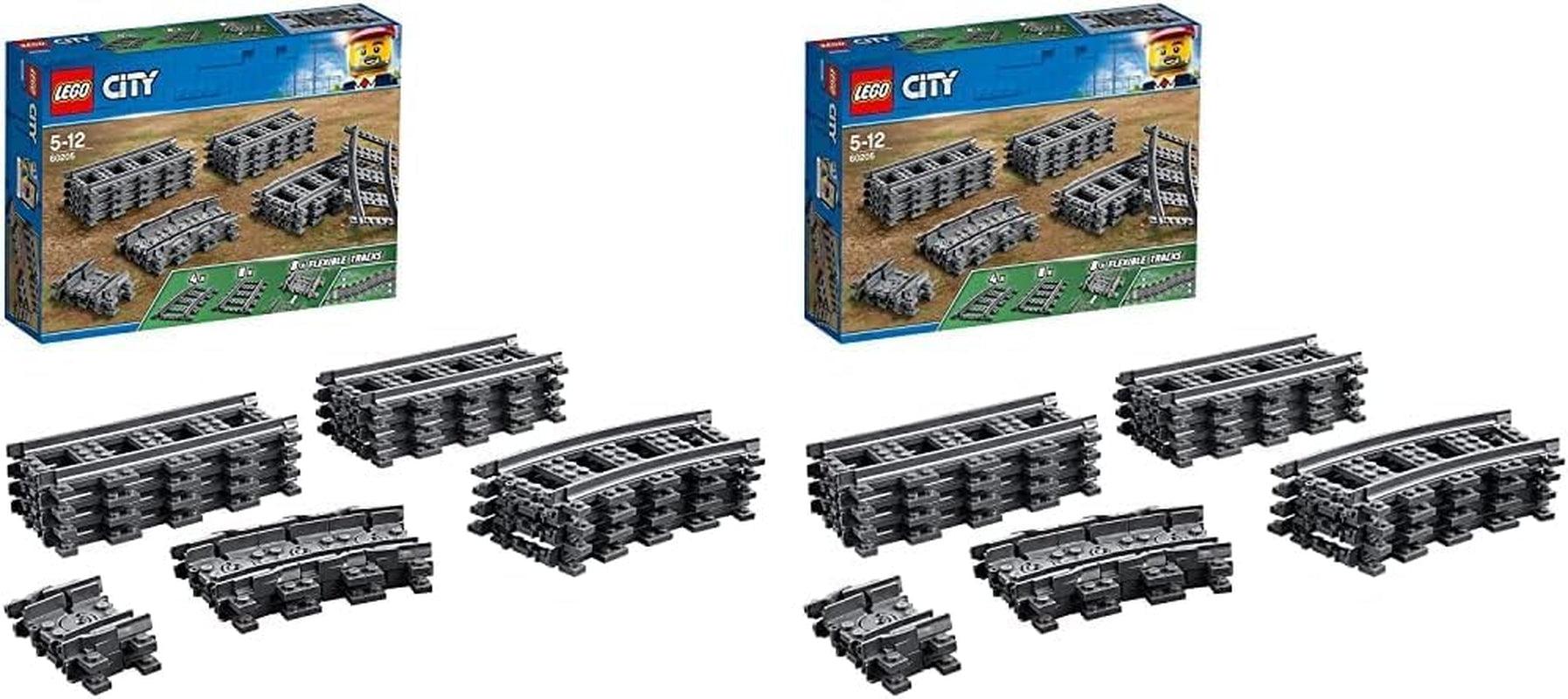 LEGO 60205 City Tracks Juego de expansión de 20 piezas para niños Juego de juguetes para niños y niñas Juegos de construcción Besuche den LEGO-Store 26X72X19Cm (paquete de 2) individual