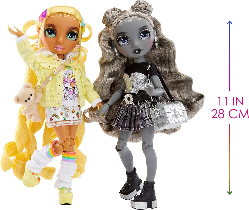 Ediție Specială Rainbow High Shadow High - Gemenele Madison Sunny și Luna - 2 păpuși la modă cu ținute galbene și gri de designer, mix & match, cu accesorii - Pentru colecționari și copii cu vârsta cuprinsă între 4 și 12 ani