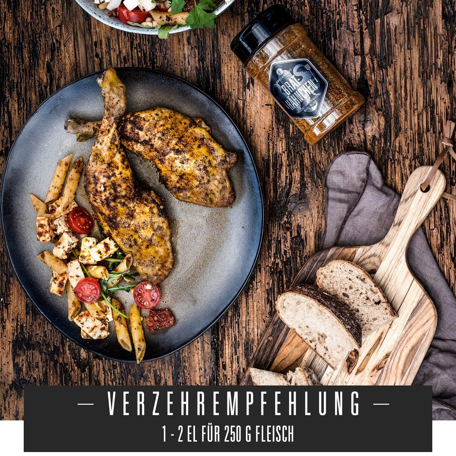 Ankerkraut Brathähnchen, Marinade für knuspriges Hähnchen, Chicken Gewürzsalz für Grill, Backofen und Pfanne, Chicken-Würzen selber würzen, BBQ-Rub, 200g im Streuer