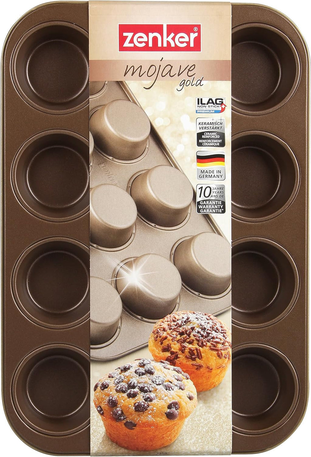 Zenker, molde para muffins diámetro Ø 7 cm, MOJAVE ORO Moldes y bandejas para horno Naty Shop