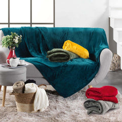 Douceur D'Intérieur, flanel pătură, 125 X 150 Cm, salvie, flanel Plapumi si pilote Naty Shop