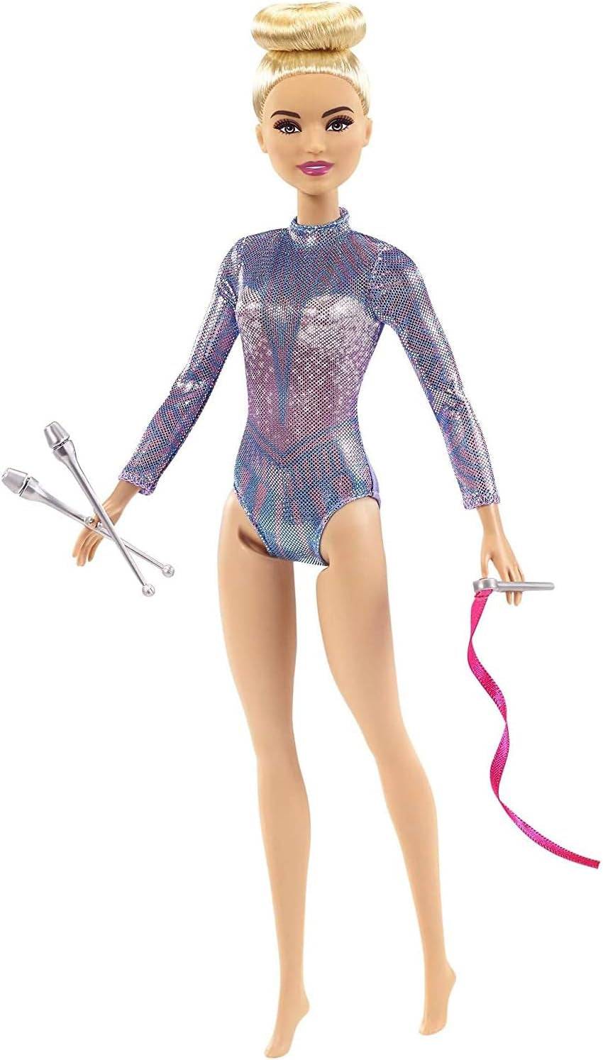 Păpușă Barbie, seria You Can Be Anything, gimnastică ritmică cu păr blond, accesorii, păpușă inclusă, cadou pentru copii, jucărie pentru vârsta de 3 ani și peste, GTN65