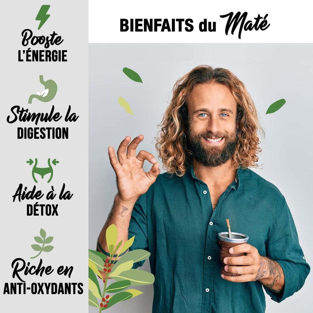 ORIGEENS BIO YERBA MATE TEA 200G - Originalul I Bio Yerba Mate neprăjită, frunze, fără tulpini, praf și firimituri I Băutură energizantă și detoxifiantă