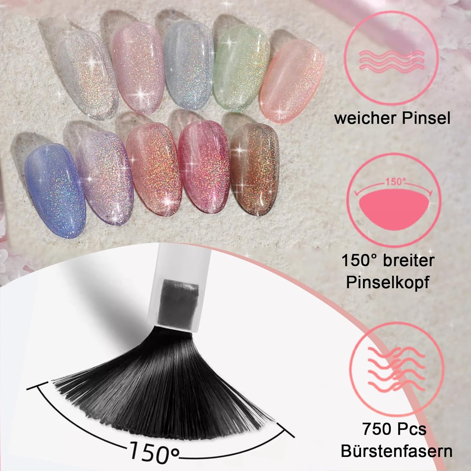 Esmalte de uñas con purpurina rosa – Esmalte de uñas a base de agua no tóxico para mujeres – Esmalte de uñas de secado rápido – Esmalte de uñas con purpurina reflectante para arte de uñas DIY en casa (rosa transparente, 0.3 fl oz)