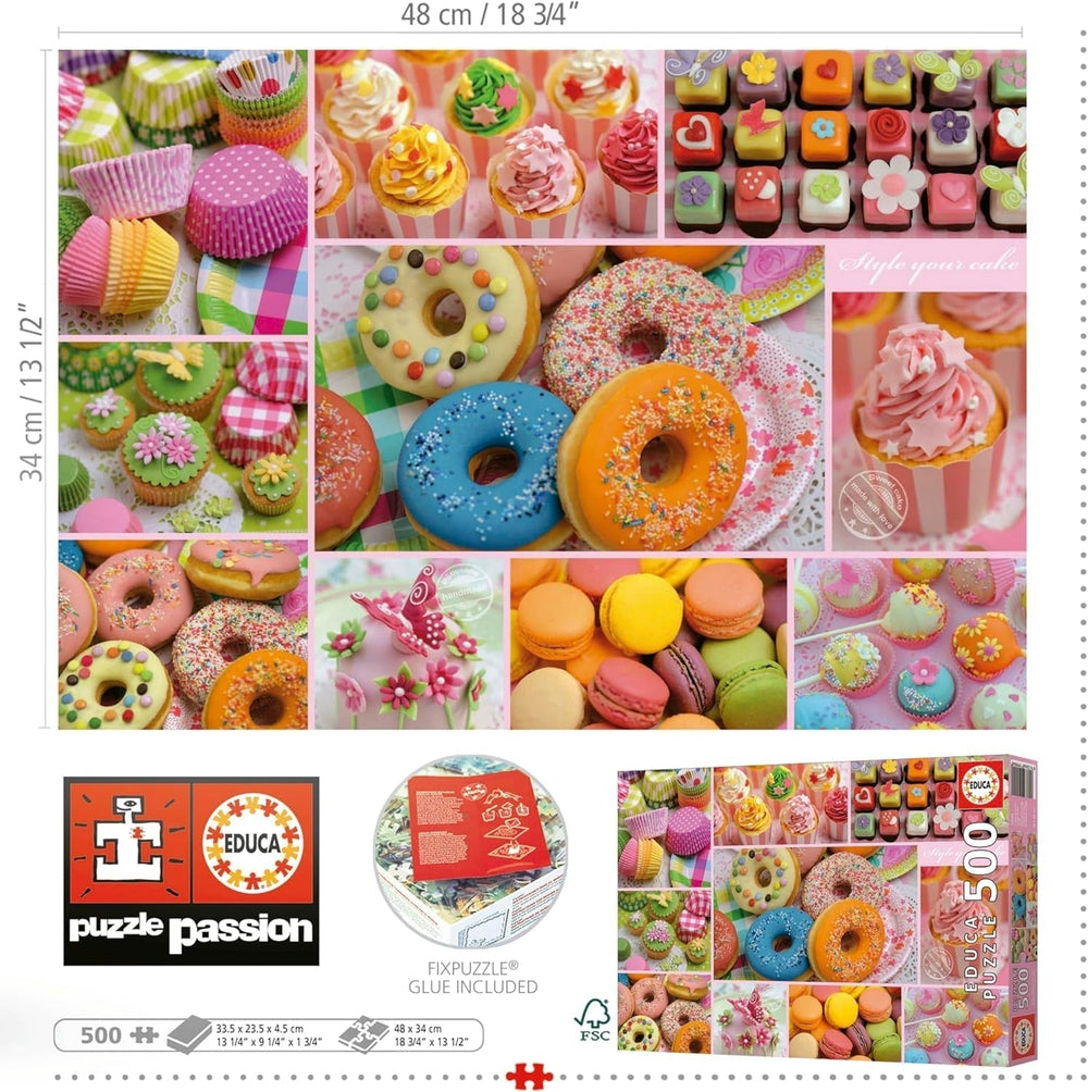 Educa - Puzzle de 500 de piese pentru adulti | Colaj de bomboane. Dimensiuni: 48 X 34 cm. Include lipiciul de puzzle Fixpuzzle. Pentru 11 ani (19904) Puzzle Naty Shop