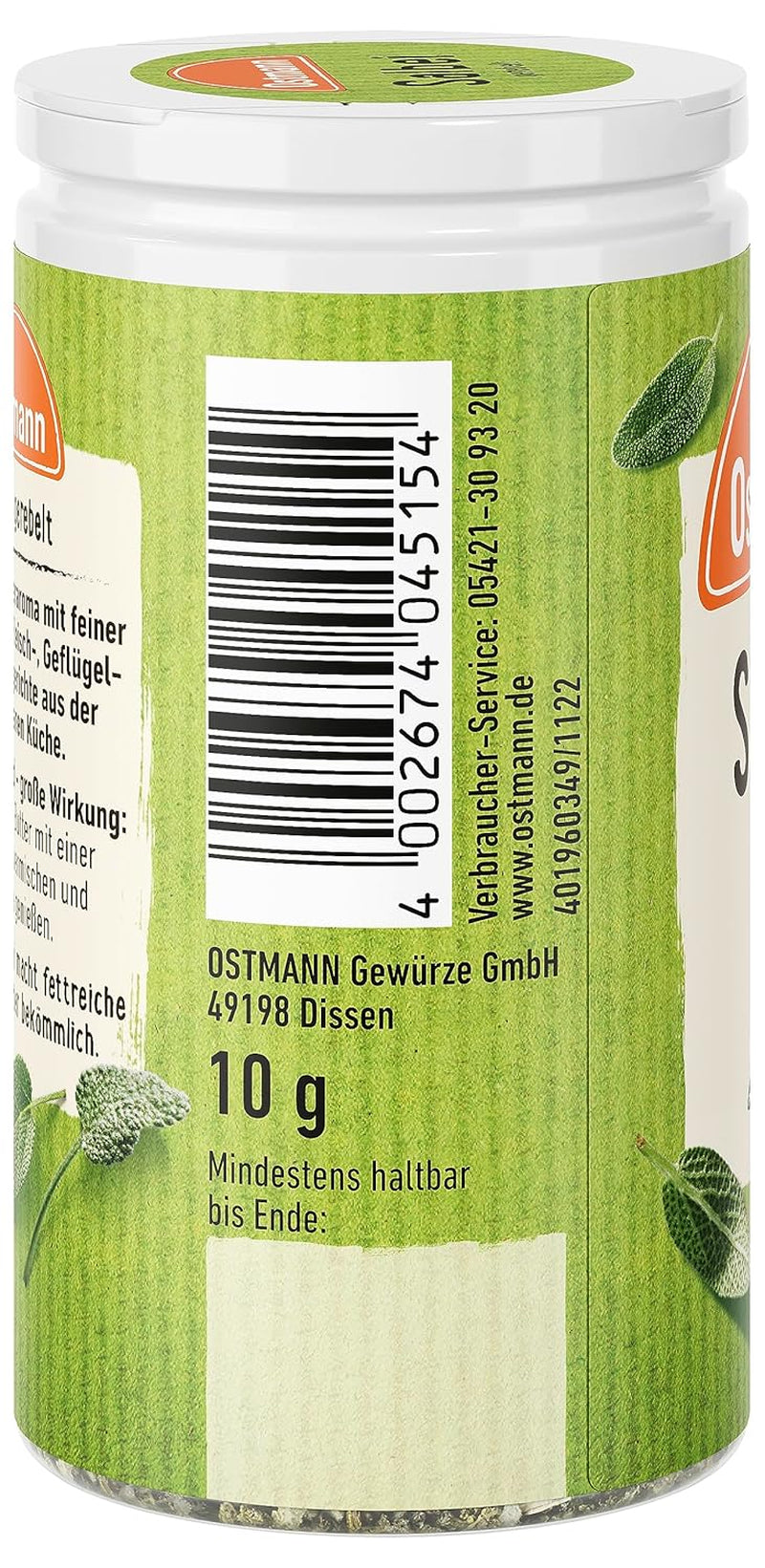 Ostmann Gewürze - Cinturón de color salvia | Würziges Kräuteraroma für Fleisch- und Gemüsegerichte | 10 g en la dosis