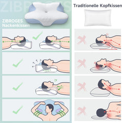 Zibroges pernă pentru gât Pernă din spumă de memorie, Pernă de dormit confortabilă pentru gât, ideală pentru cei care dorm lateral, cei care dorm pe spate și cei care dorm pe stomac, față de pernă lavabilă, 61X41X11.5Cm Perne ortopedice cervicale Naty Shop