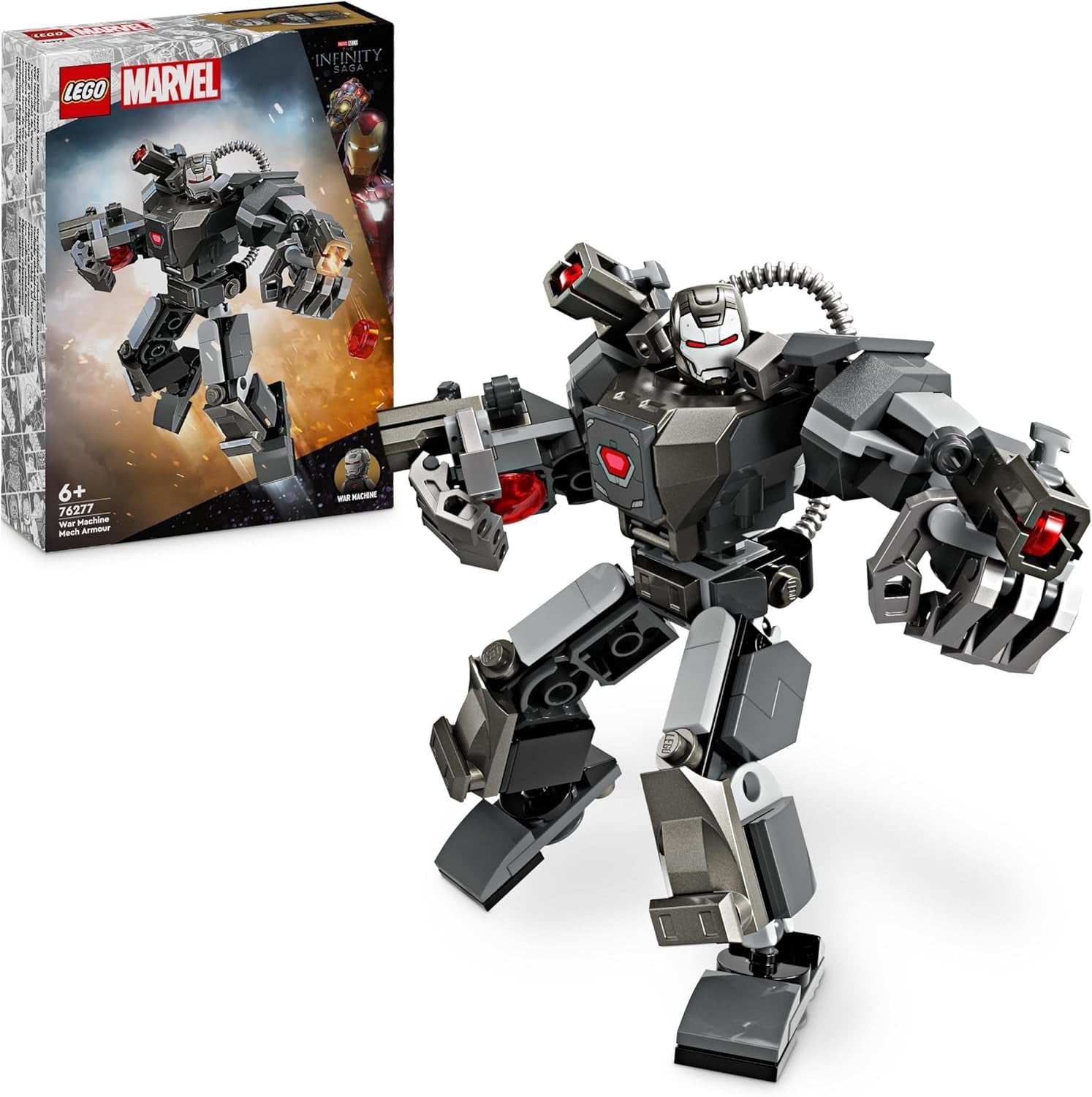LEGO Marvel Máquina de Guerra Mech, Superhéroe de 3 disparos, Juguete para construir para niños, Figura de acción legendaria del MCU, Regalo para niños y niñas de 6 años, 76277 Juegos de construcción Beuche den LEGO-Store Single