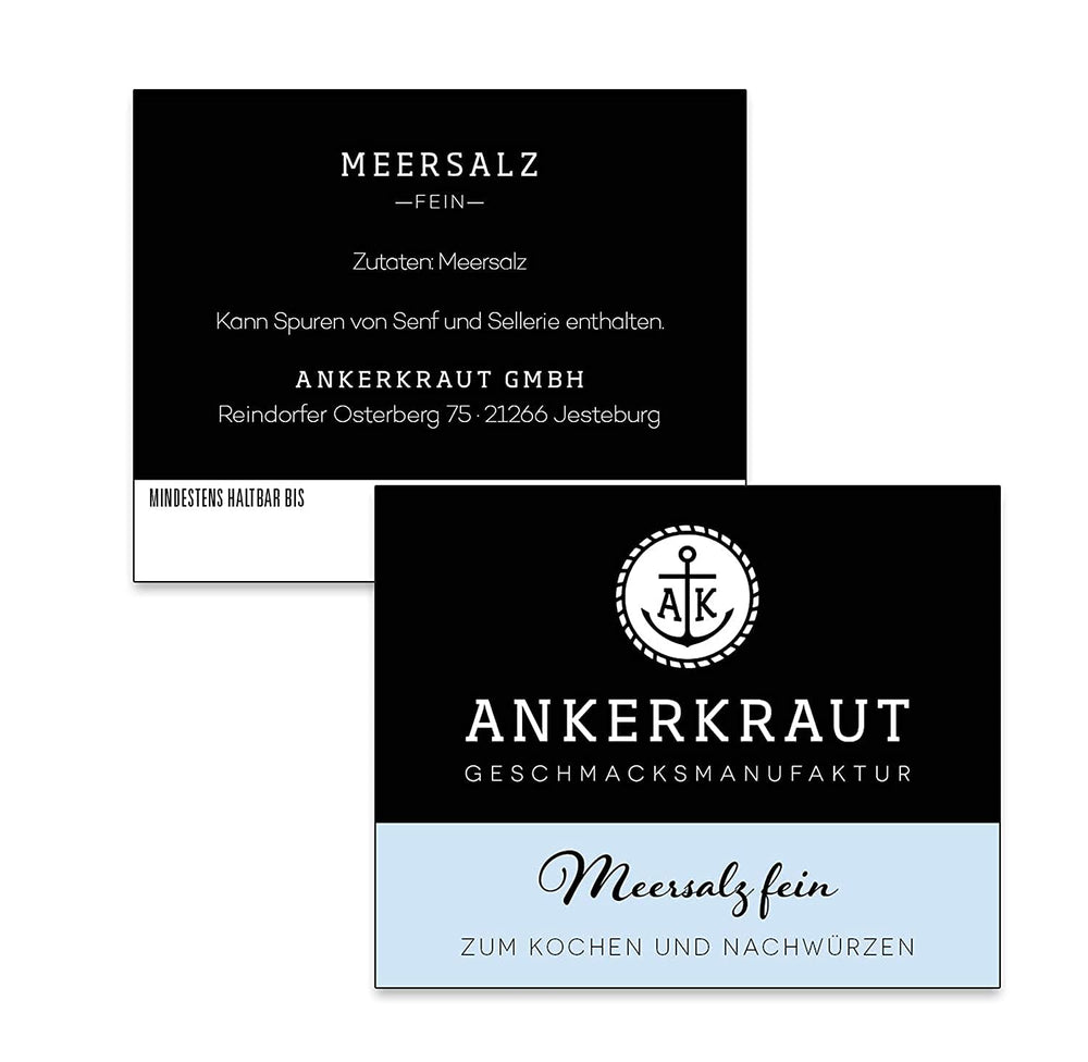 Ankerkraut Meersalz fino, reines Salz zum kochen und würzen, 170g im Korkenglas