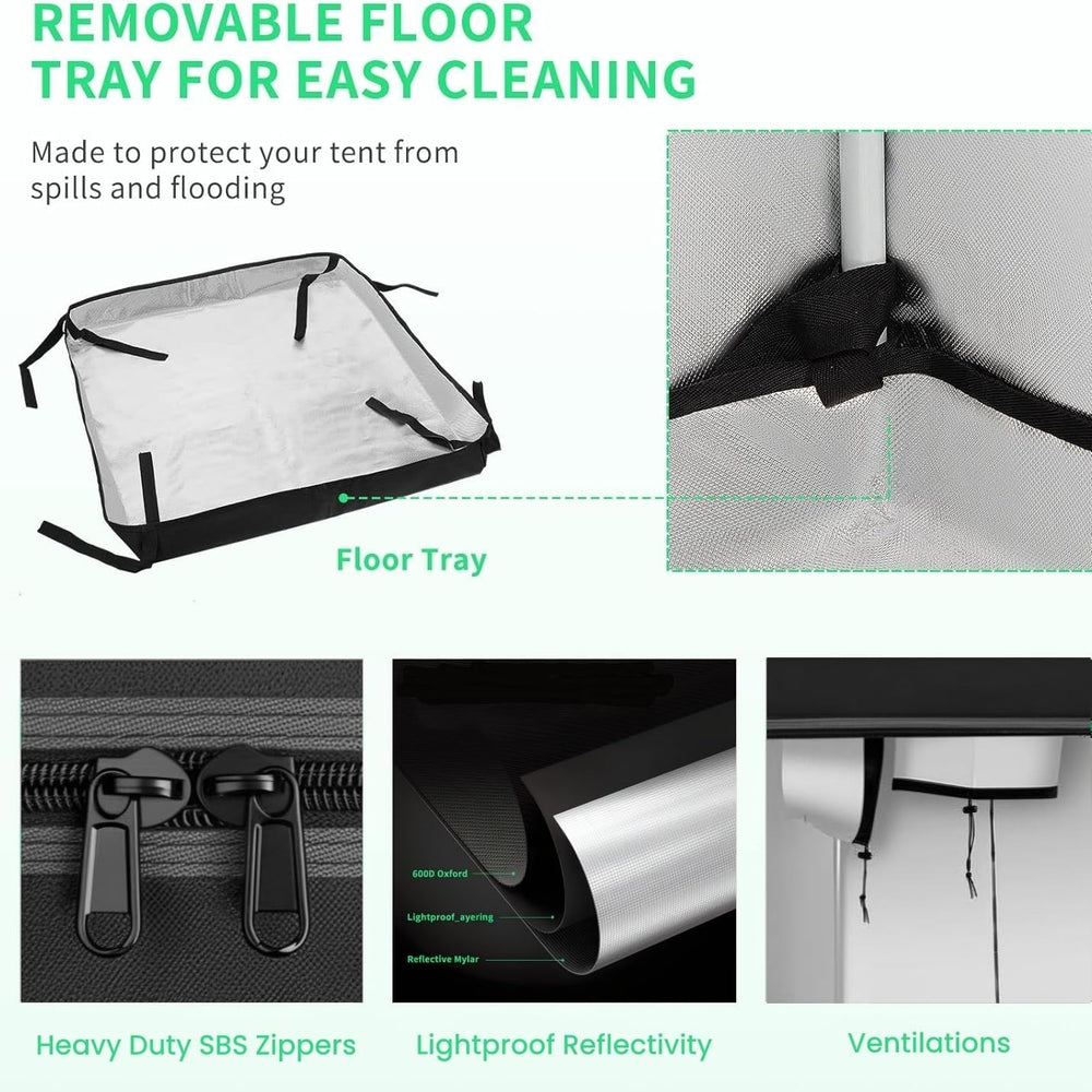 Tienda de Cultivo Tienda de Cultivo de 80x80x180cm con Bandeja Base Impermeable Extraíble Tamaño Ideal para Hidroponía