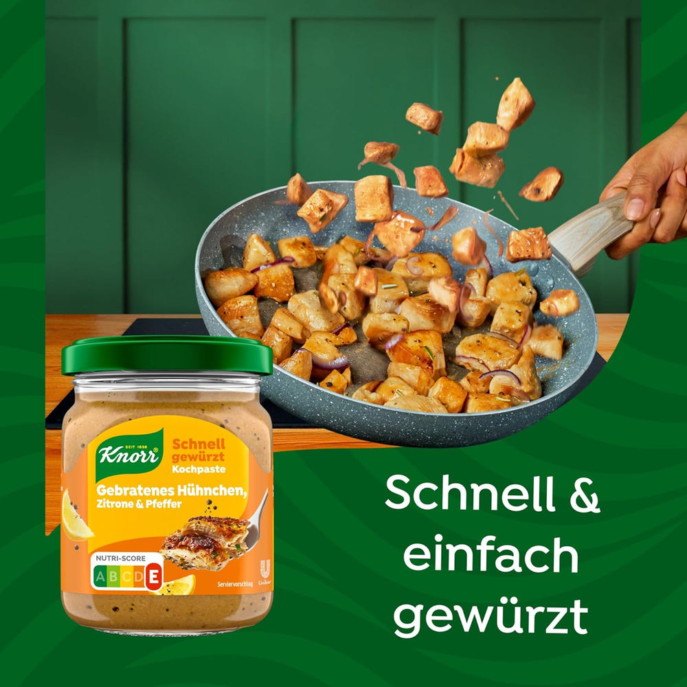 Knorr Schnell gewürzt Kochpaste Gebratenes Hühnchen, Zitrone & Pfeffer einfach & schnell für einen besonders intensivoven, geballten Gesmack 165 g