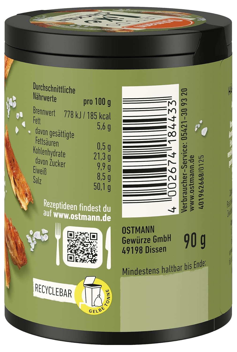 Ostmann Gewürze - Hagamos como el pollo | Hähnchen-Geschmack für ungewürzte Fleischersatzprodukte | Gewürzsalz für Tofu y Sojachunks | 90 g en barra de reciclaje Metalldose