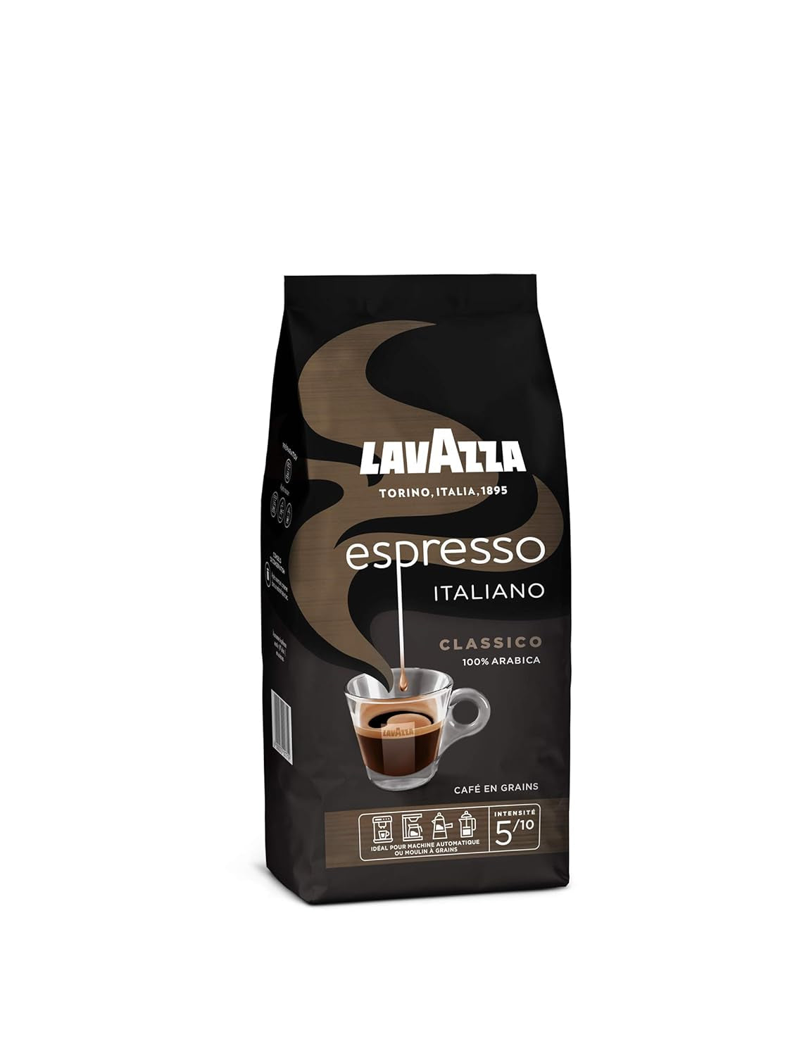 Boabe de cafea Lavazza Espresso Italiano, 100% Arabica Espresso, echilibrate și aromate, pachet de 500g