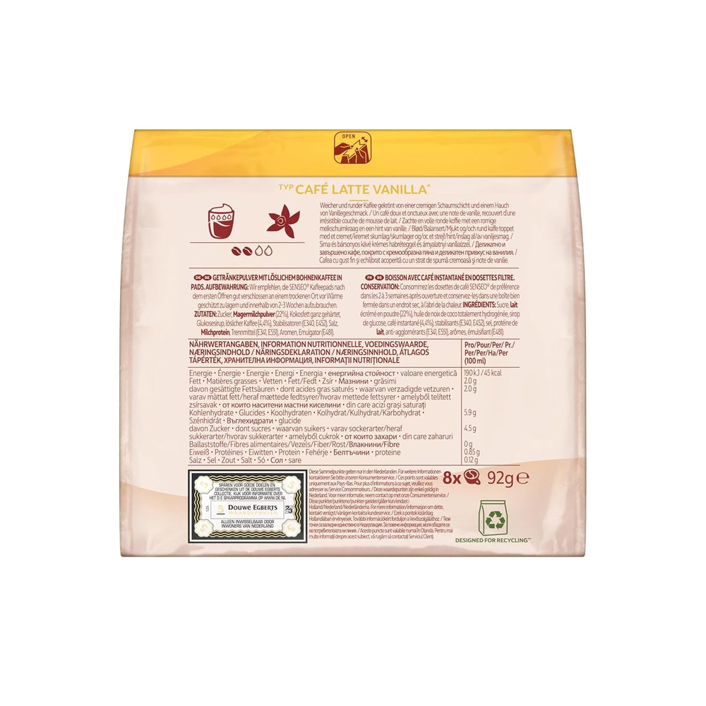 Senseo Pads Café Latte Vanilla, 5 x 8 Getränke, 40 Kaffeepads