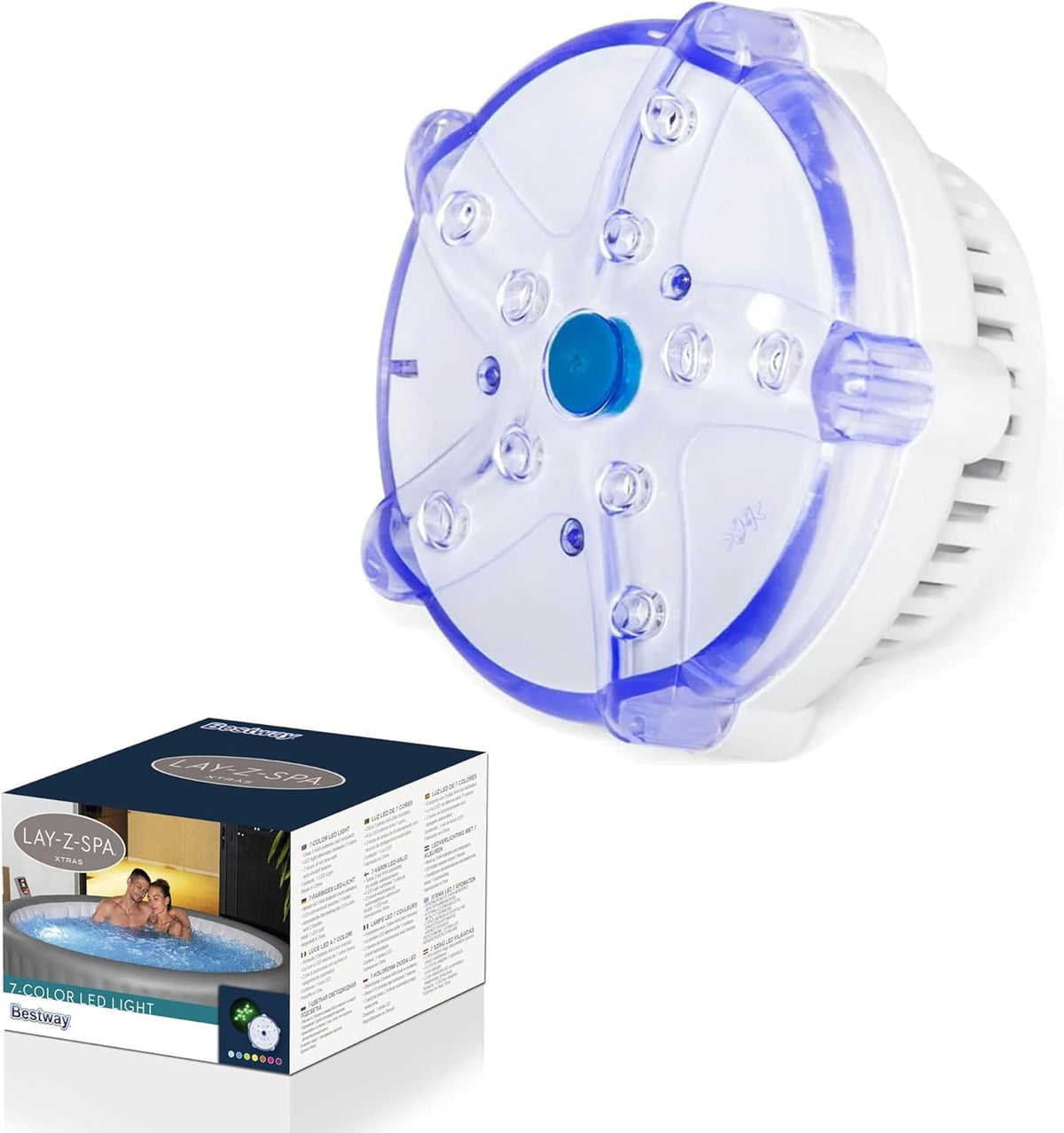 Lámpara LED Bestway Lay-Z-SPA Xtras con 7 colores, 9,2 x 6,2 cm