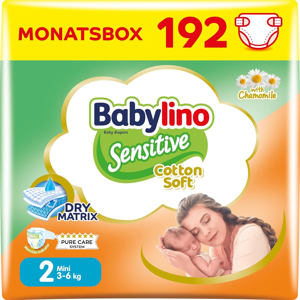 Pañales para bebés sensibles, talla 2, mini (3-6 kg), 192 pañales