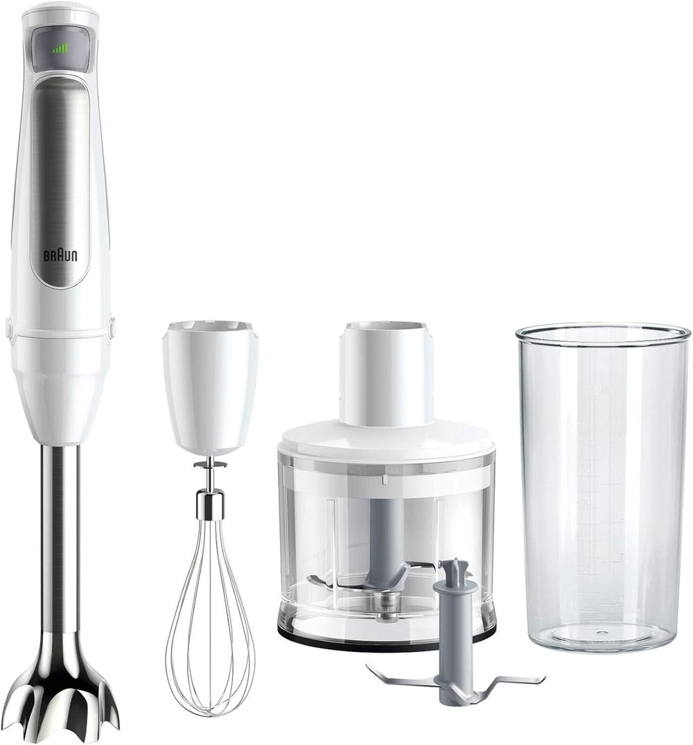 Braun Multiquick 7 MQ 7035X Stabmixer - Pürierstab Mit Abnehmbarem Edelstahl Mixfuß Mit Activeblade Technologie Zum Pürieren Der Härtesten Ingredient, Inkl. Juego de 3 piezas Zubehör, 1000 W, Schwarz Kitchen Naty Shop Weiß Zerkleinerer (500 g)