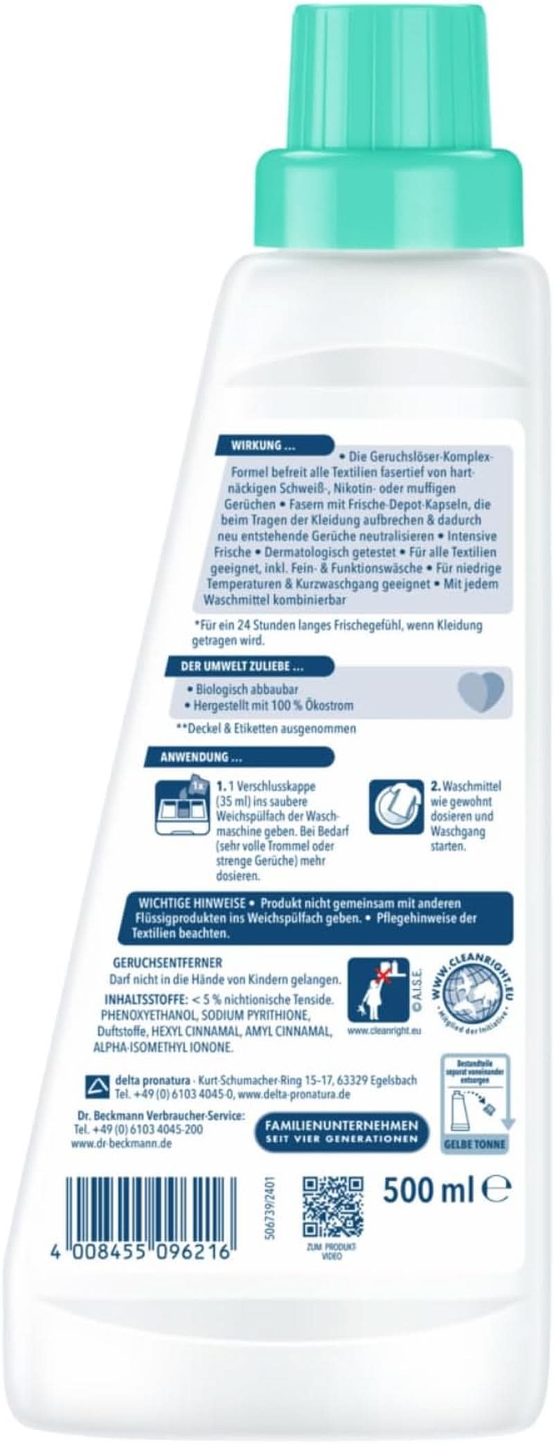 Dr Beckmann Eliminador de Olores, Elimina los olores persistentes de las alfombras de pelo largo, 500ml Naty Shop