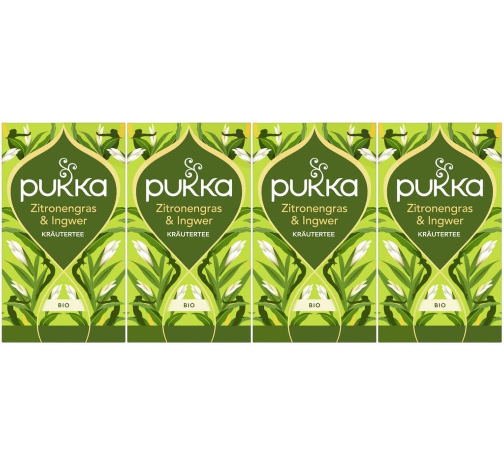 Pukka | Ceai din plante bio „Lemongrass &amp; Ginger” | Lemongrass, ghimbir și lemn dulce | 4 x 20 pliculețe de ceai