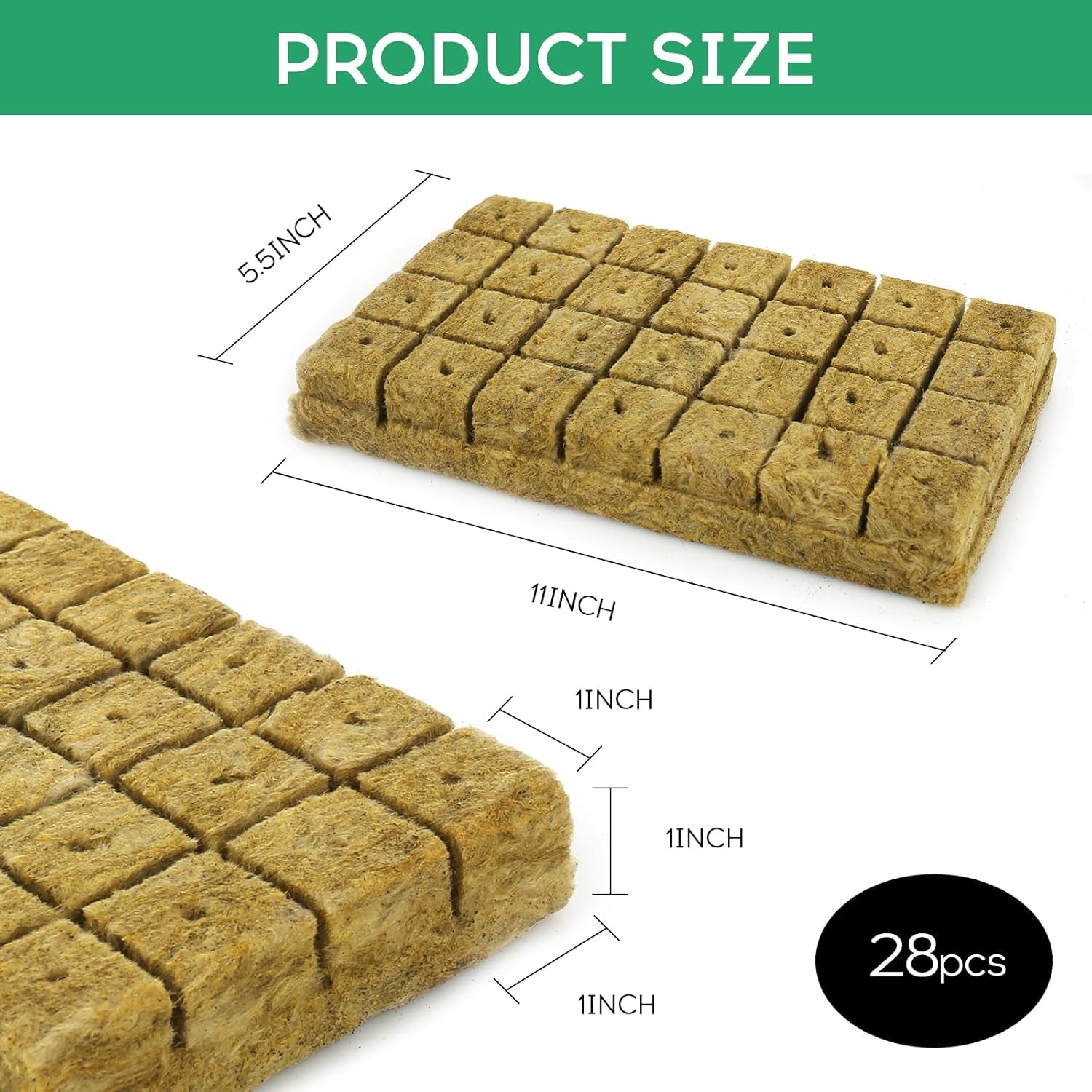 28 Cubos de Lana de Roca, Juego de Lana de Roca, Estera de Cultivo de Lana de Roca, Estera de Cultivo Hidropónico sin Suelo, Cubo de Lana de Roca, Cubos de Lana de Roca para Esquejes, Clonación, Propagación 4*4*4cm