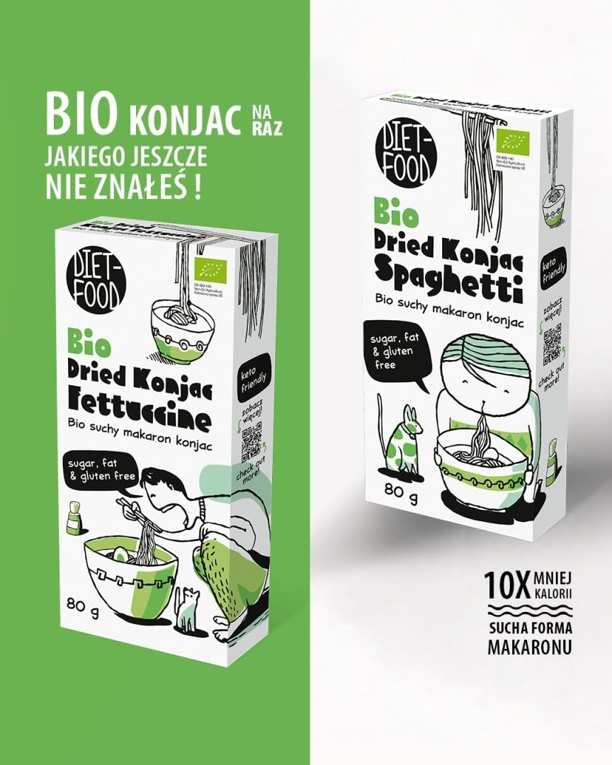 Fettuccine Konjac Shirataki Bio 80g - Bajo en calorías y carbohidratos, sin gluten, bajo en carbohidratos, apto para dietas cetogénicas, con harina de tapioca