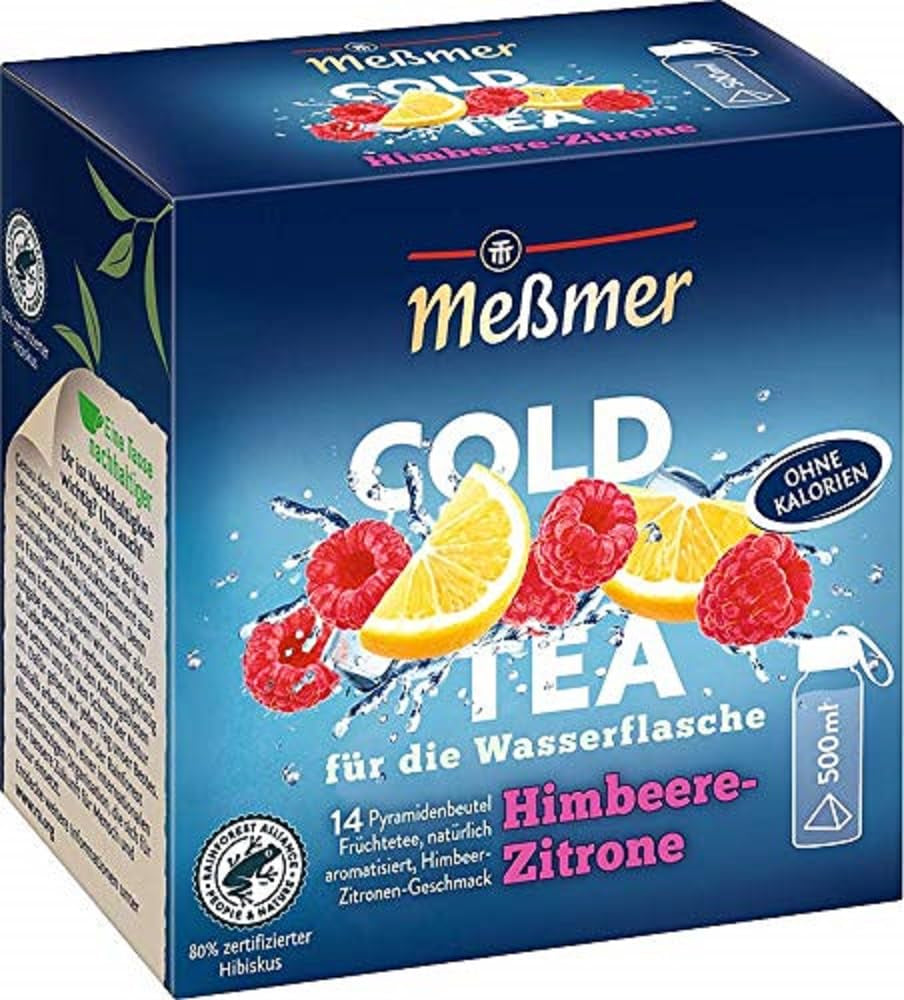 Meßmer Cold Tea Sommer-Beere | 14 pliculețe piramidale | Fără gluten | Fără lactoză | Vegan