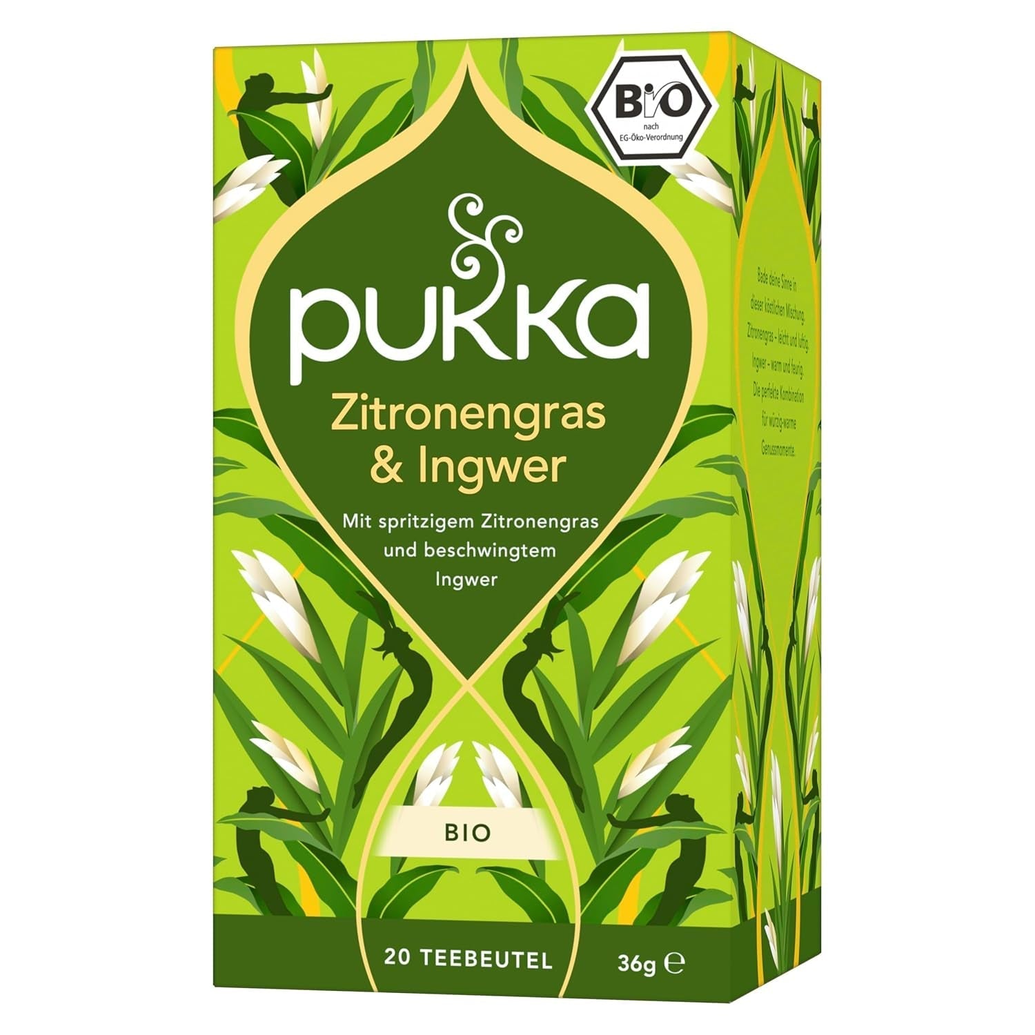 Pukka | Ceai din plante bio „Lemongrass &amp; Ginger” | Lemongrass, ghimbir și lemn dulce | 4 x 20 pliculețe de ceai