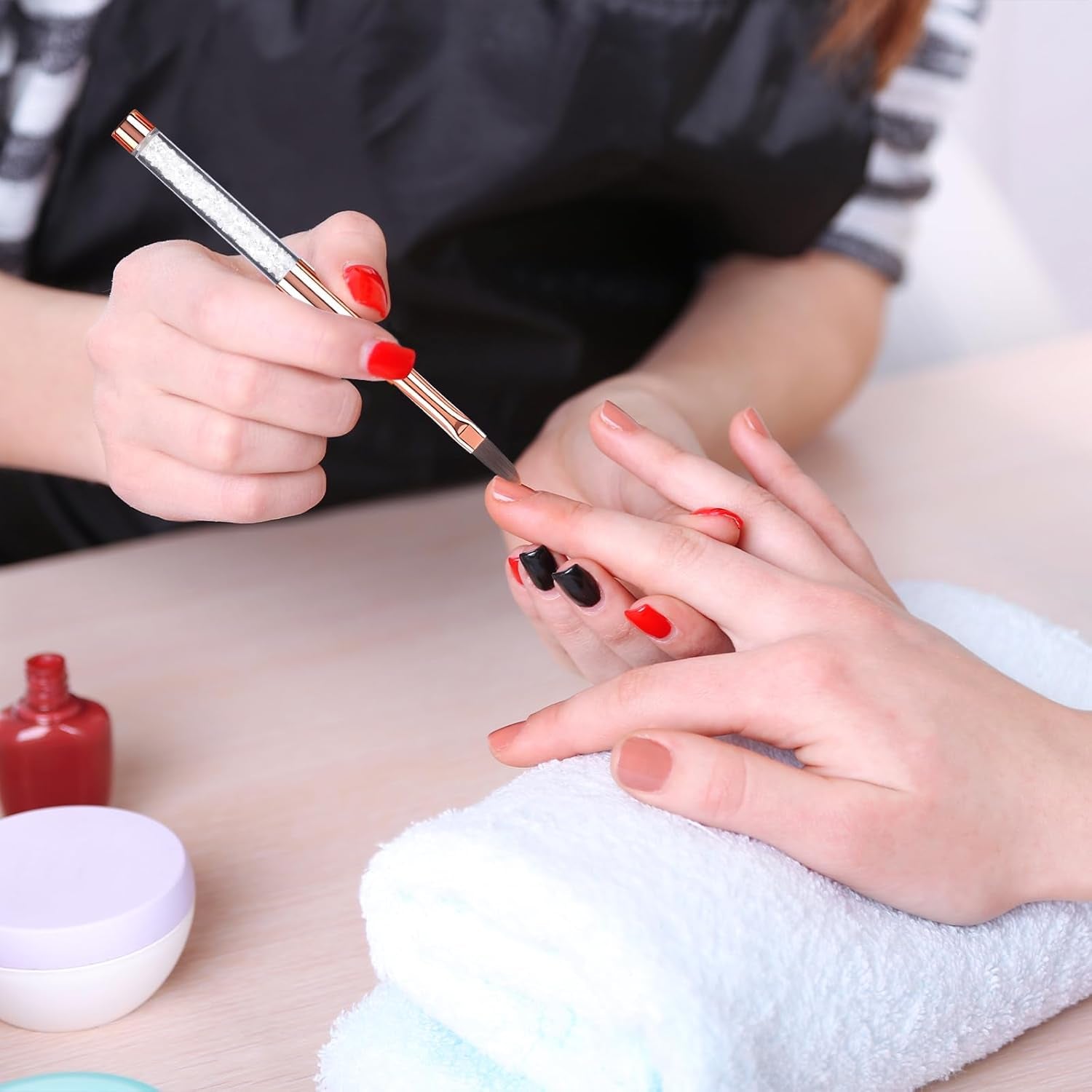 6 bucăți de pensule de unghii cu capac pentru unghii, gel UV, acrilic, pensulă de unghii, pensulă pentru gel de unghii, set de pensule parțiale pentru arta unghiilor