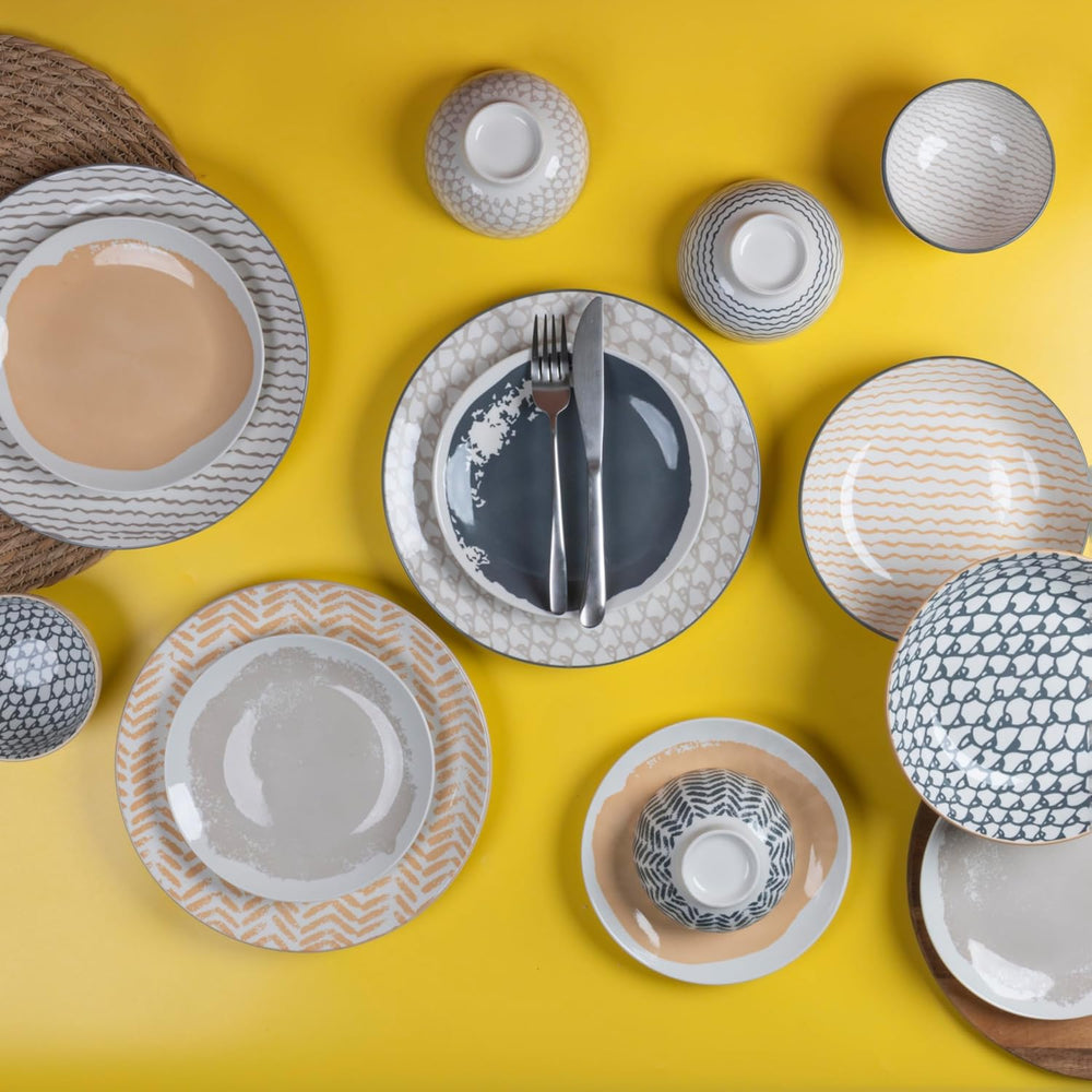 Soho 18-teiliges Geschirrset aus Porzellan, 6 verschiedene Sitzplätze