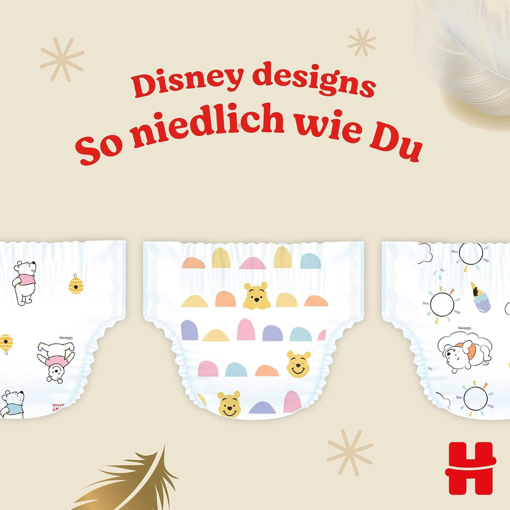 Scutece Huggies pentru bebeluși Extra Care cu design Disney, mărimea 4, 120 de scutece (2x60), cutie lunară
