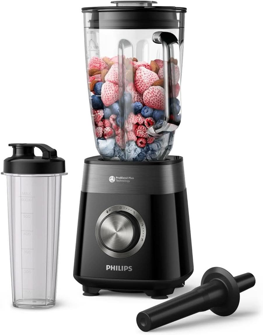 Philips Batidora y batidora de pie - 600 W, vaso de 2 litros, aplicación Homeid, 2 funciones de calentamiento + función de impulso, problema, función de trituración de hielo (HR2291/41) Cocina Naty Shop 1200 vatios