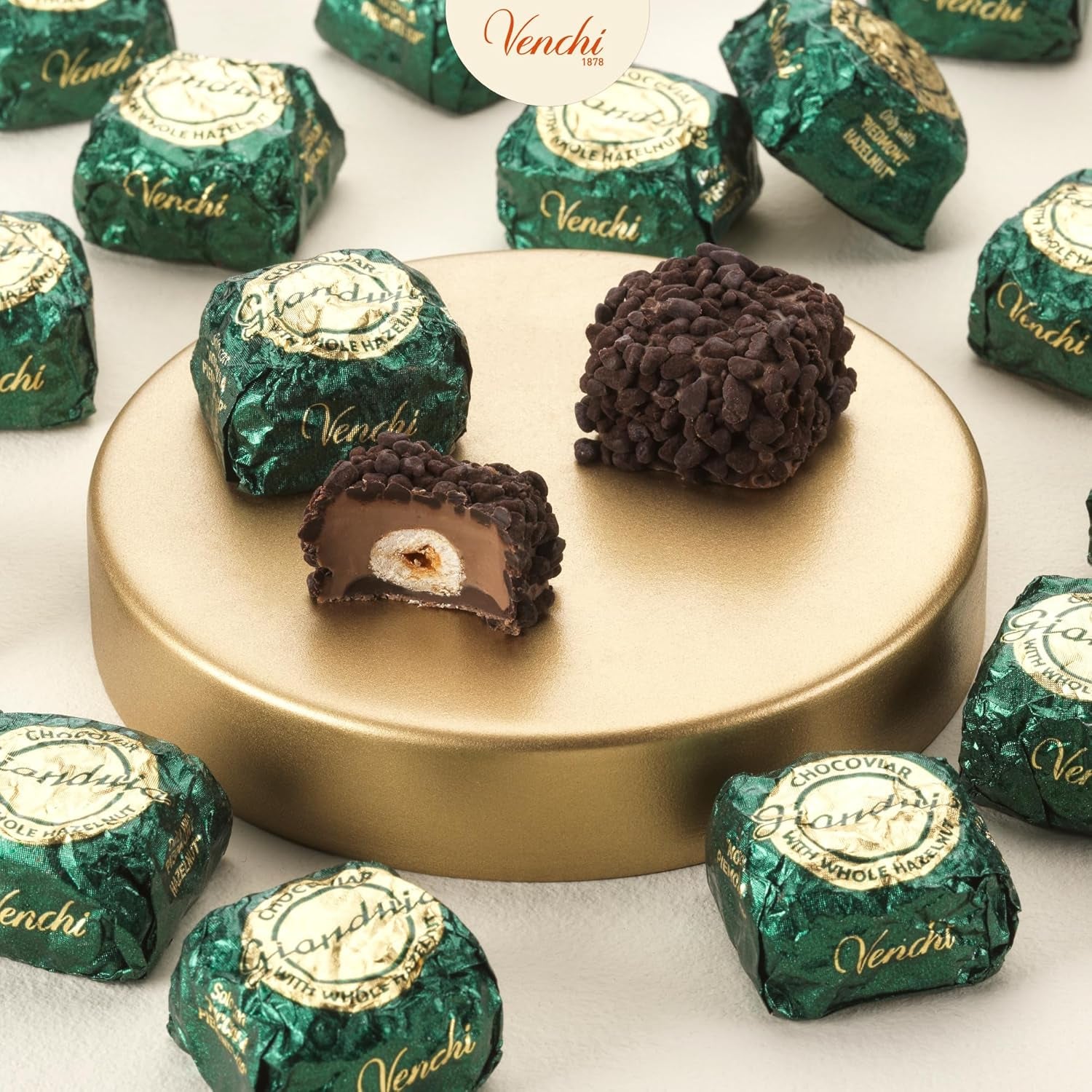 Venchi – Chocoviar Gianduia, bombones en bolsa de 1 kg, chocolate Gianduia elaborado exclusivamente con "avellanas del bosque piamonteso", sin gluten, sin colorantes artificiales y sin conservantes