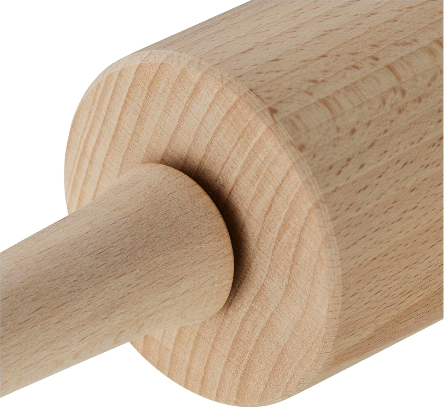 Original Kaiser Classic Nudelholz 47 x 6,5 cm, Teigroller, Wellholz, Buchenholz, Leichtlauf-Gleitlager, breite Ausrollfläche, Beige