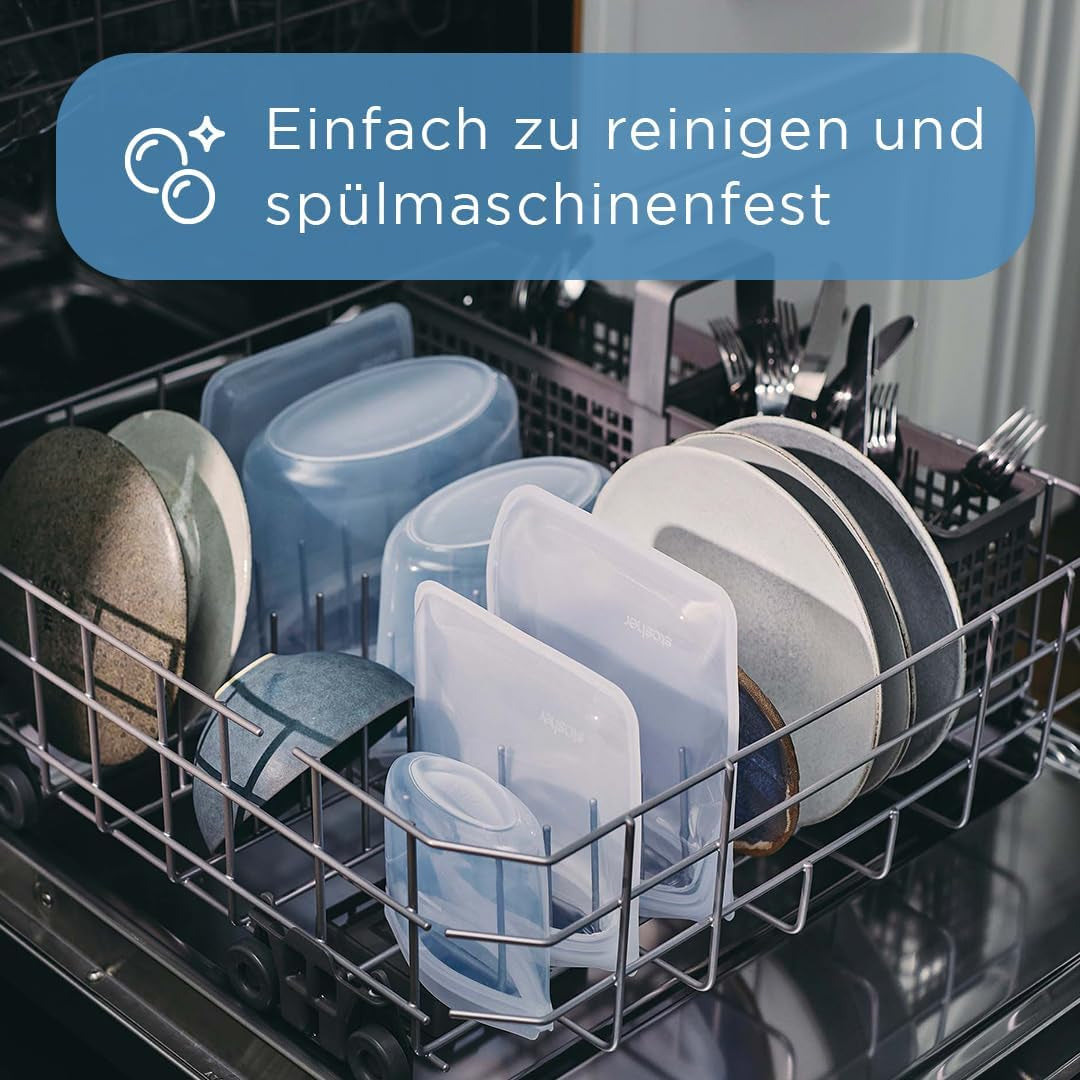 Stasher Bag Premium silicon sac reutilizabil pentru alimente, jumătate de galon, albastru, durabil, cuptor, mașină de spălat vase și congelator sigur, ecologic, sac de prânz, pentru prepararea alimentelor, 1893ml Cutii depozitare alimente Naty Shop