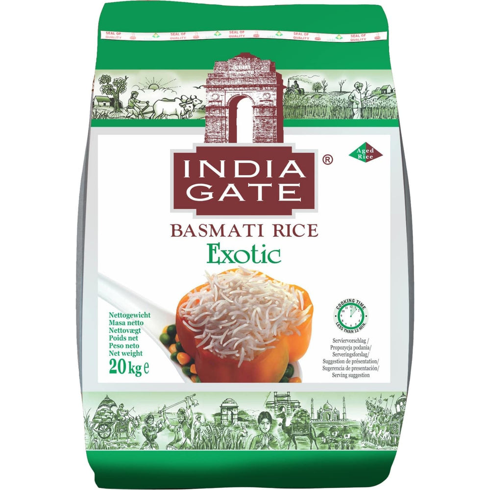 INDIA GATE Arroz Basmati Premium – Arroz fino y aromático de grano largo de la India, grano fino y largo (1 x 5 kg)