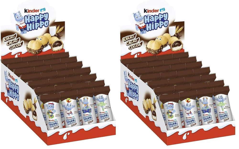Kinder Happy Hippo Avellana - Obleas Crujientes Especiales con Leche y Crema de Avellanas - Dulces de Carnaval y Mardi Gras - 1 paquete que contiene 5 barritas individuales de 20,7g cada una