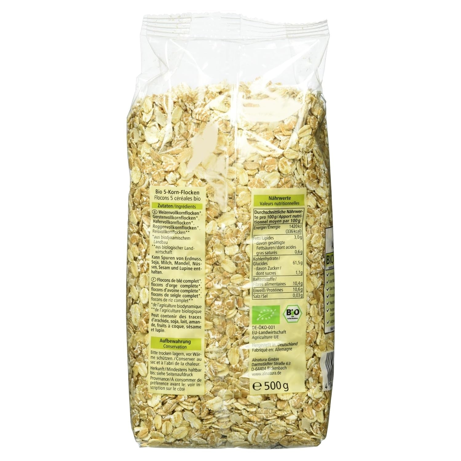 Copos ecológicos de 5 cereales, 500 g