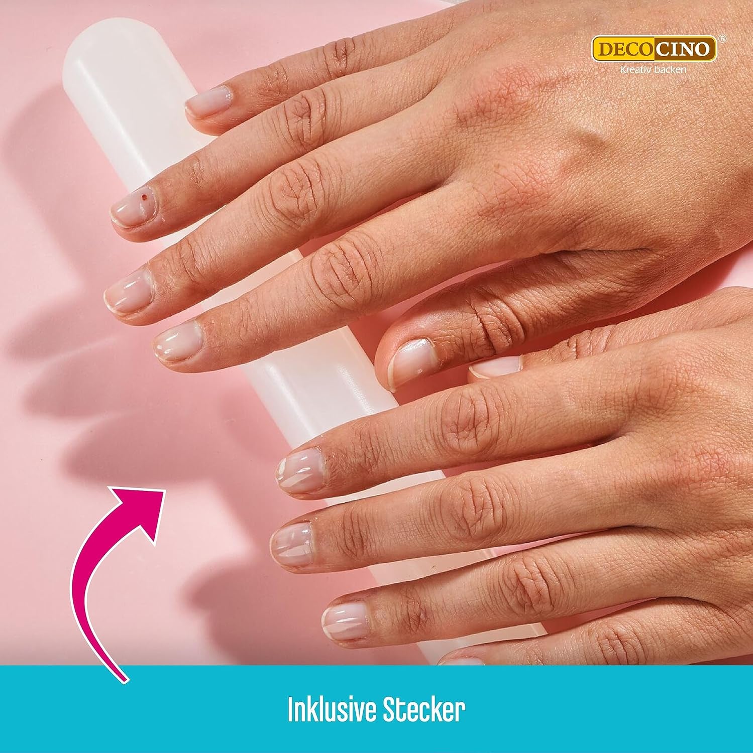 DECOCINO Ausrollstab – 3 piezas, aprox. 23 cm de largo – antihaftbeschichter als Teigrolle zum Ausrollen von Mazapán, Blütenpaste, Roll-Fondant