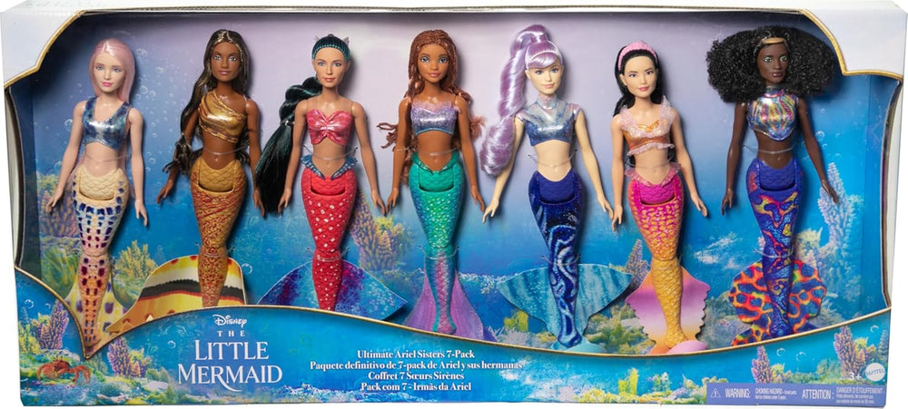 Mattel DISNEY Mica Sirenă - Ariel și cei 6 frați ai ei, Caspia, Indira, Pearl, Karina, Mala și Tamika, pentru copii cu vârsta de 3 ani și peste, HPT16