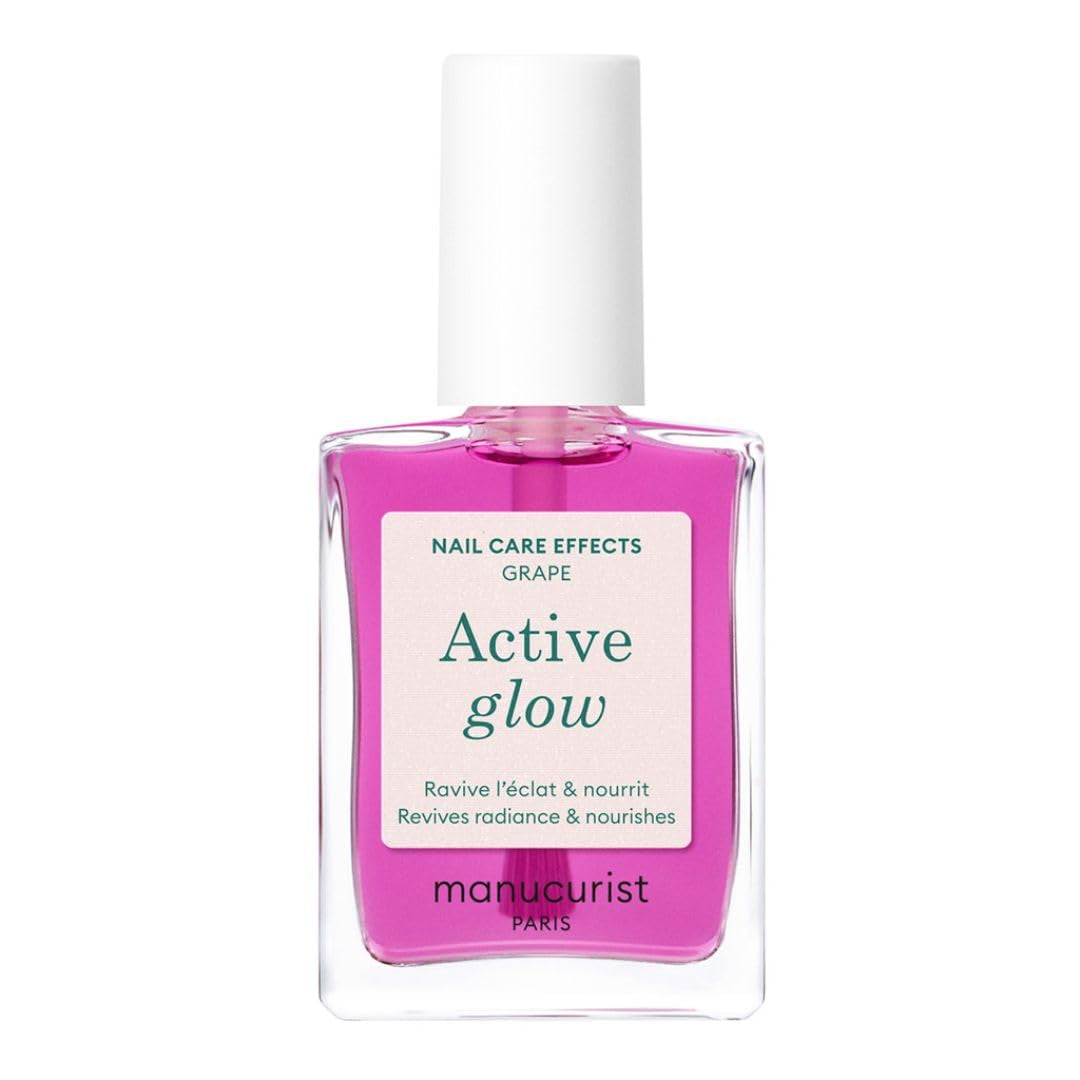 MANUCUIST Nail Care Repair Active Glow Frambuesa (Rosa) Bio-Based: Almendra dulce, Frambuesa, Esmalte de uñas nutritivo y brillante, Efecto rosa transparente - Esmalte de uñas nude