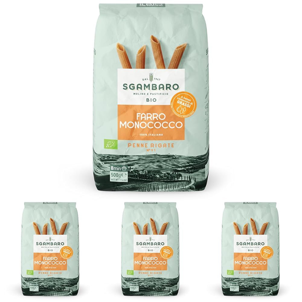 Pasta Penne Rigate Bio N.91 - 500g Pasta de trigo baja en grasa - Fuente de fibra y proteínas