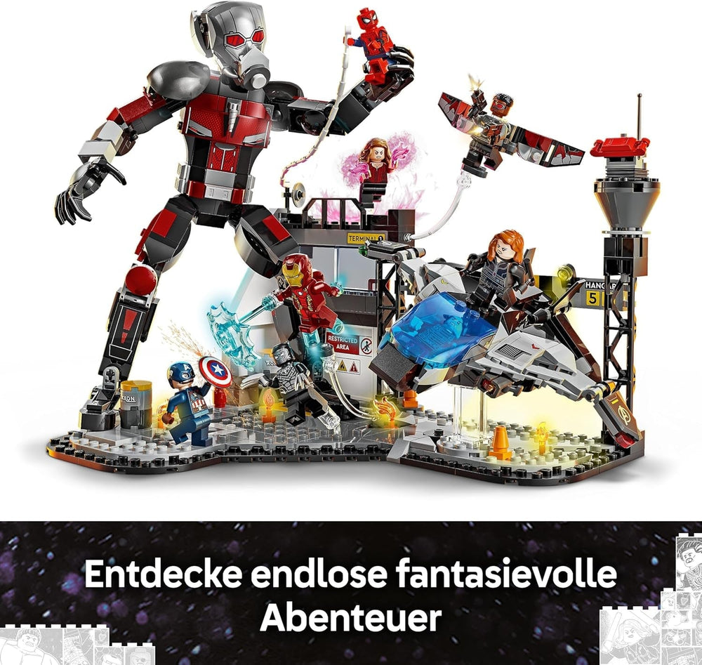 LEGO Marvel Captain America: Civil War Action Duel - Juego de superhéroes con 8 minifiguras - Juego de construcción y juego de aviones de juguete - Regalo para niños y niñas 76314 Juegos de construcción Besuche den LEGO-Store