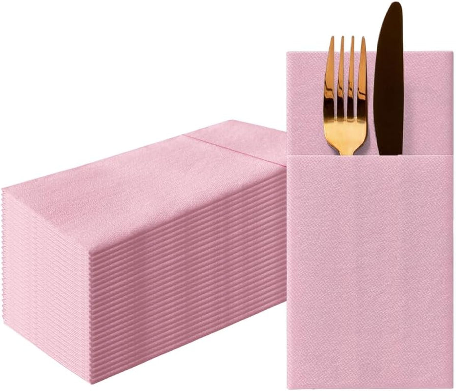 PAW - Șervețele pentru tacâmuri Airlaid - asemănătoare cu țesătura (pliere de 1/8) | 25 bucăți | Ideal pentru nunți, botezuri, comuniuni, zile de naștere | Saci de șervețele pentru tacâmuri | Monocolor, auriu