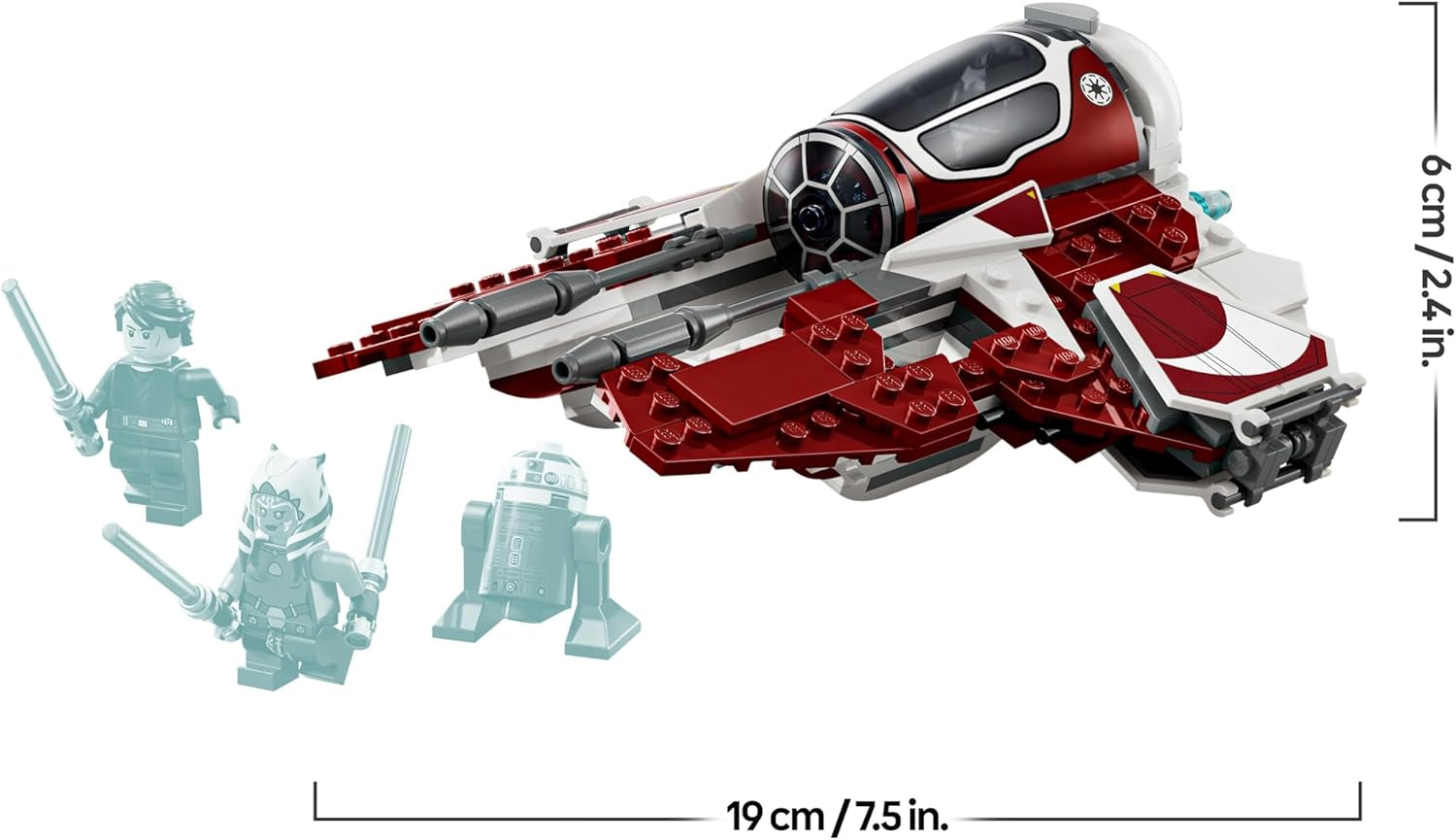 LEGO Star Wars 75401 Ahsokas Jedi Interceptor, figuras para fans de The Clone Wars, minifiguras de Ahsoka Tano y Anakin Skywalker, con luces y R7-A7, para jóvenes y mujeres de 8 años