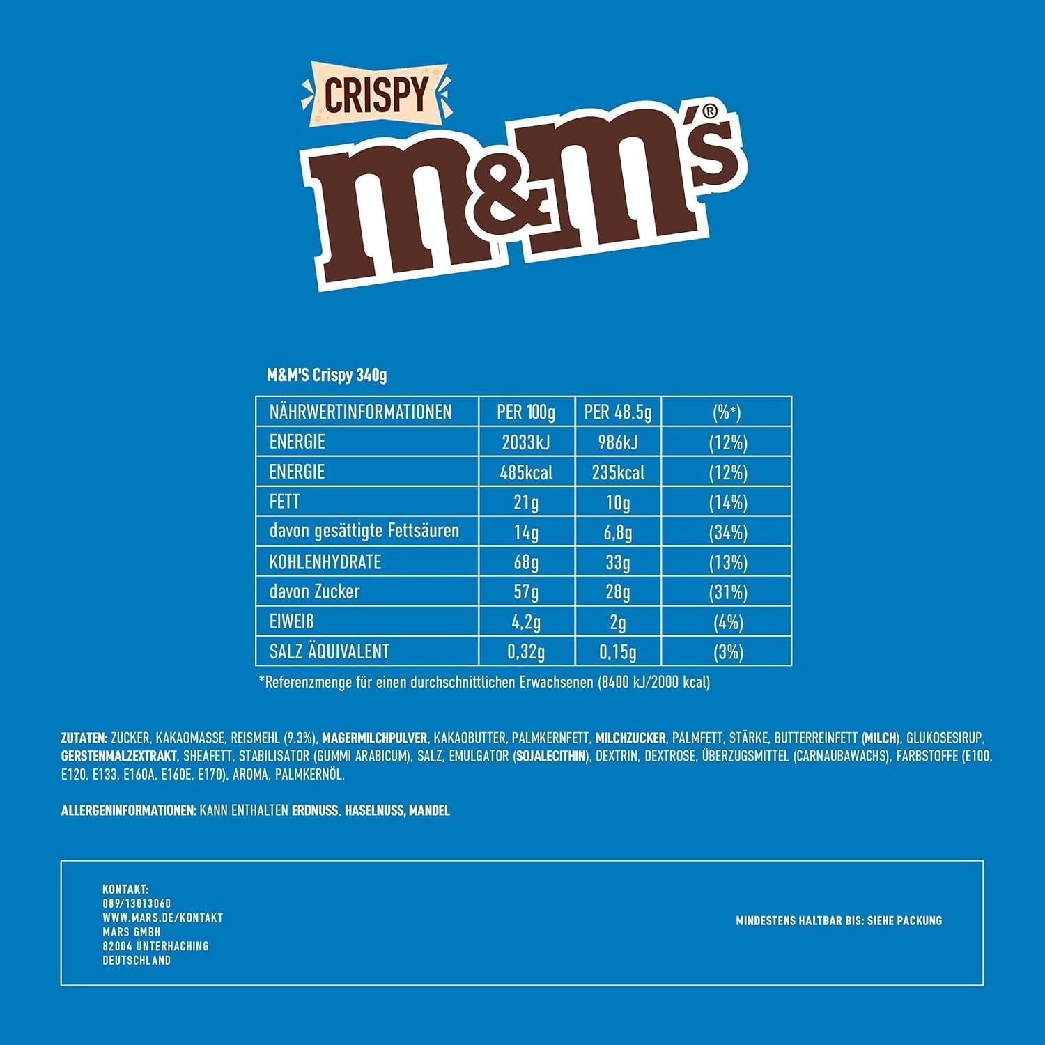M&M'S Crujientes chips de chocolate con núcleo crujiente Naty Shop Caramelos de Chocolate