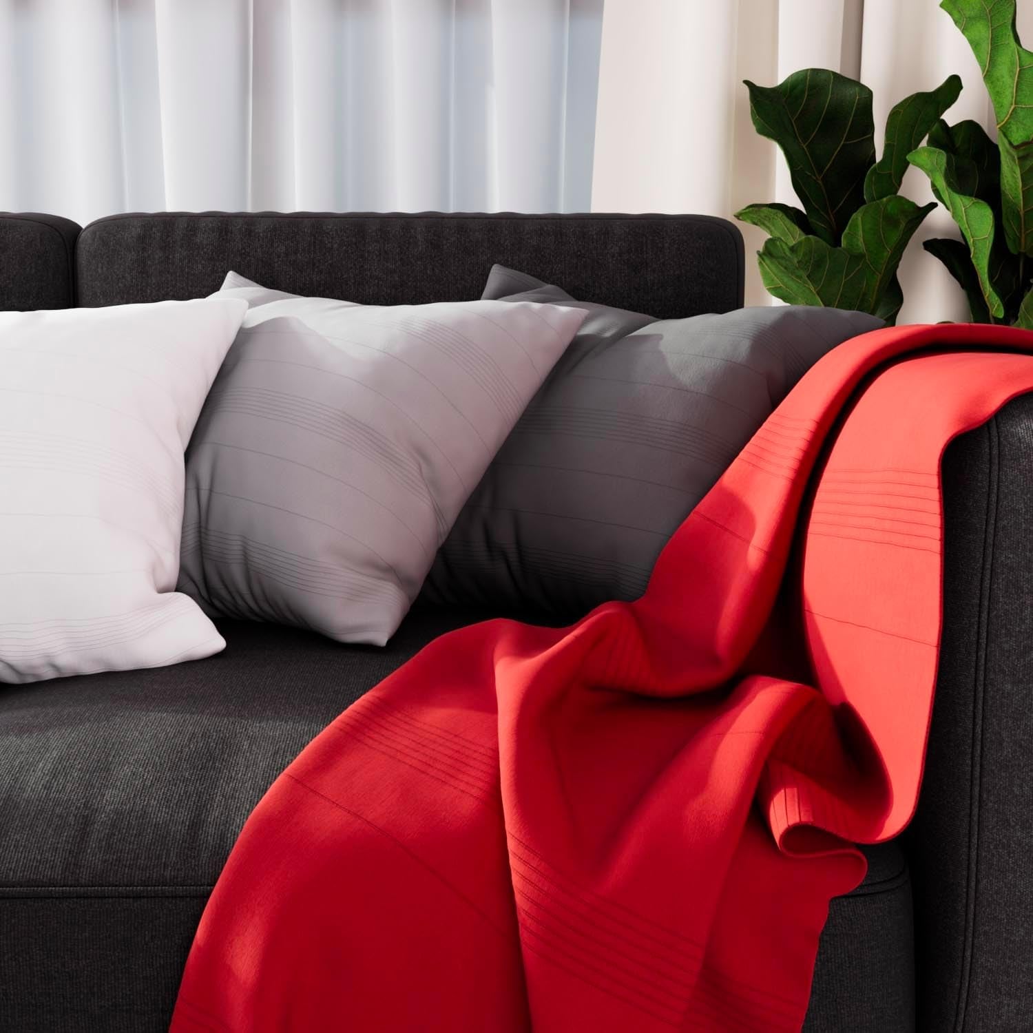 Soleil d'ocre adele plaid, tirado junto al sillón, polialgodón, gris, 140 x 200 cm camas y mantas besuche den soleil d'ocre-store rojo 140 x 200 cm