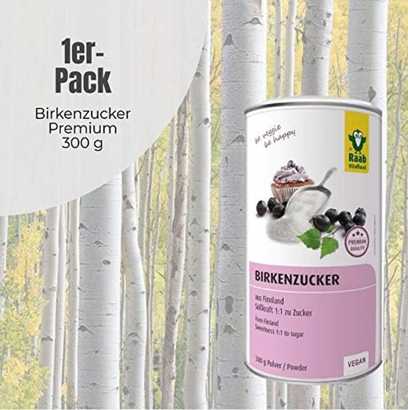 Raab Vitalfood Premium, Azúcar de Abedul con Edulcorante Xilitol, Vegano, Alternativa 1:1 al azúcar, 300 gramos Edulcorantes Naty Shop